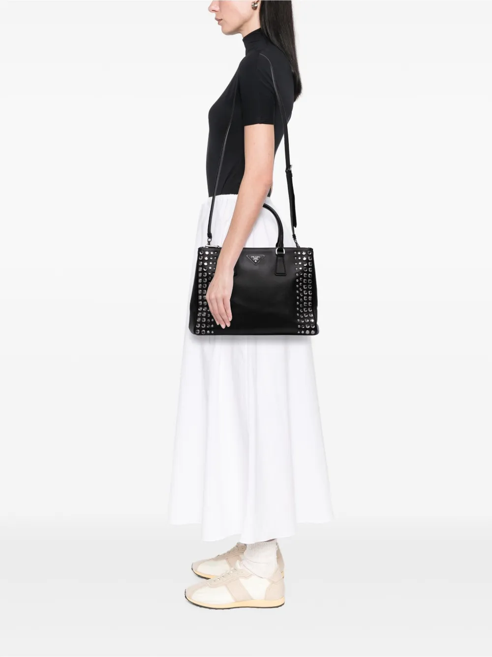 Prada Pre-Owned 2013-2025 Medium Saffiano Lux Studded Crystal Galleria Double Zip satchel | Pre-Owned | Image 2