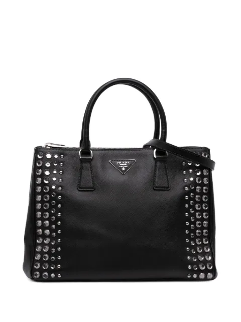 Prada Pre-Owned 2013-2025 Medium Saffiano Lux Studded Crystal Galleria Double Zip satchel