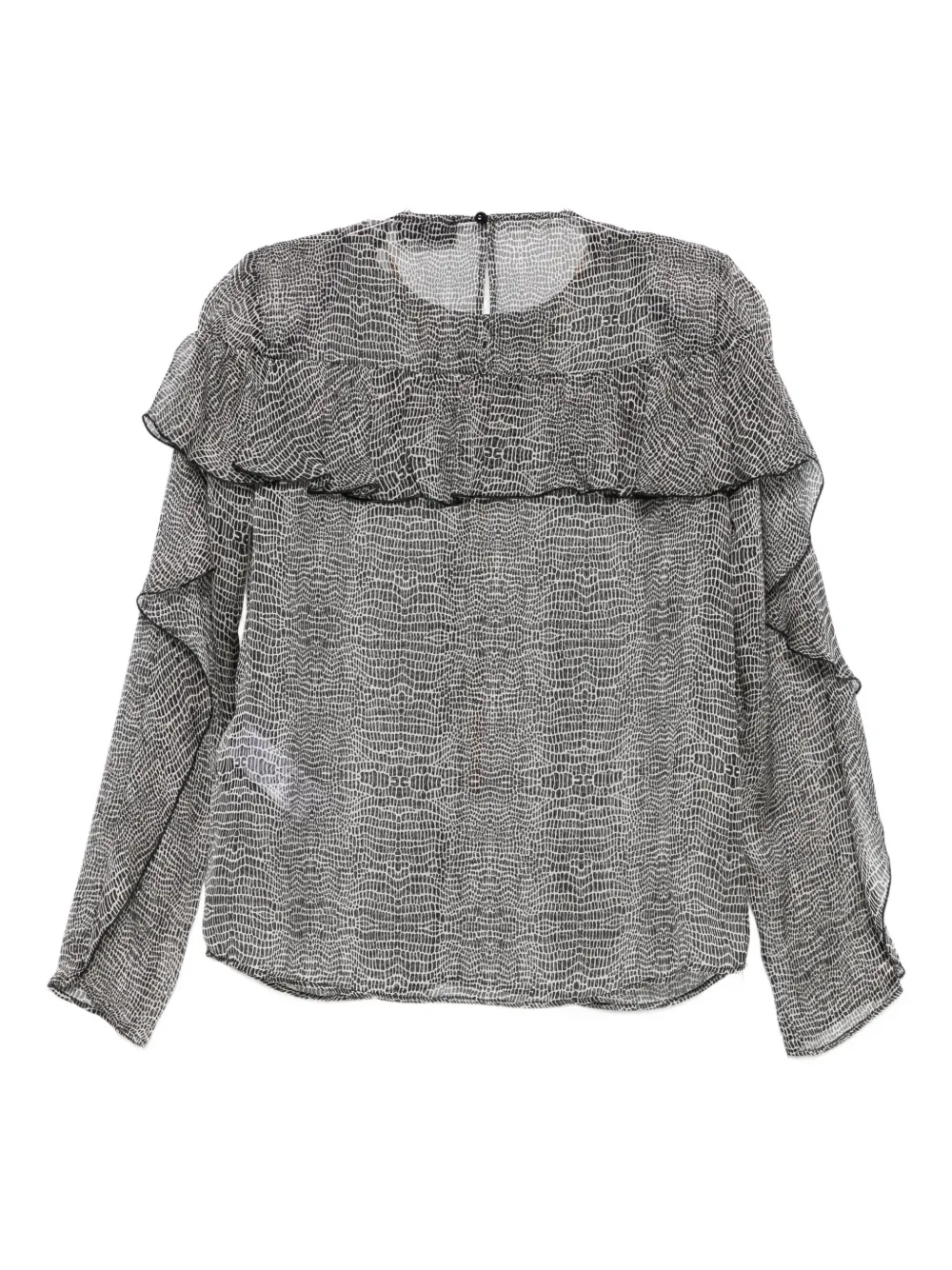 Elisabetta Franchi Top met dierenprint en ruches Zwart