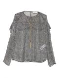 Elisabetta Franchi ruffled animal-print top - Black