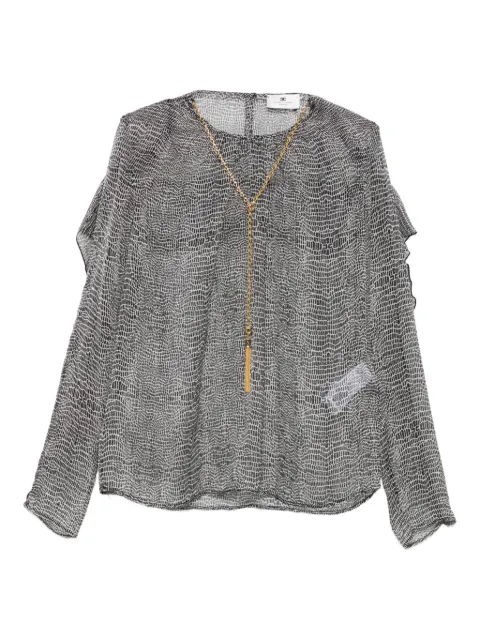 Elisabetta Franchi ruffled animal-print top