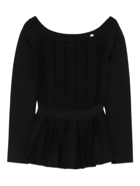 Elisabetta Franchi pleated-panel boat-neck sweater 