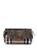Burberry Pre-Owned 2000-2017 House Check Canvas and Suede Camouflage Fringe Clutch with Strap crossbody bag - Brown
