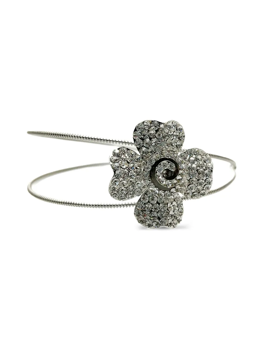 Jennifer Gibson Jewellery 2000s Preloved double-band crystal flower tiara | Silver | Image 1