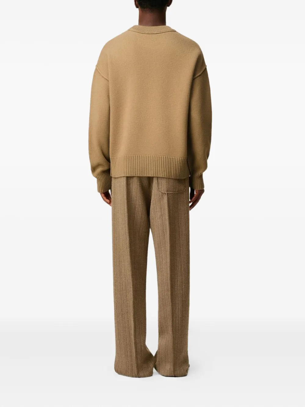 Ami Alexandre Mattiussi Ami Bronze Knit Sweater With Inside-out Seams And Heart Logo In Brown