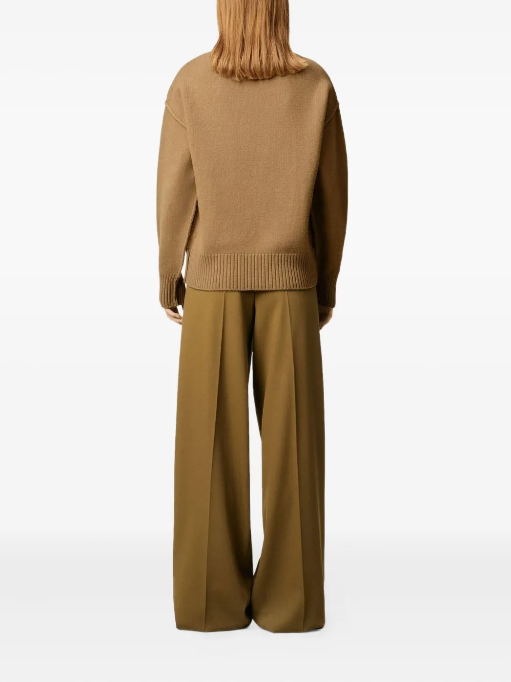 Ami Alexandre Mattiussi Ami Bronze Knit Sweater With Inside-out Seams And Heart Logo In Brown