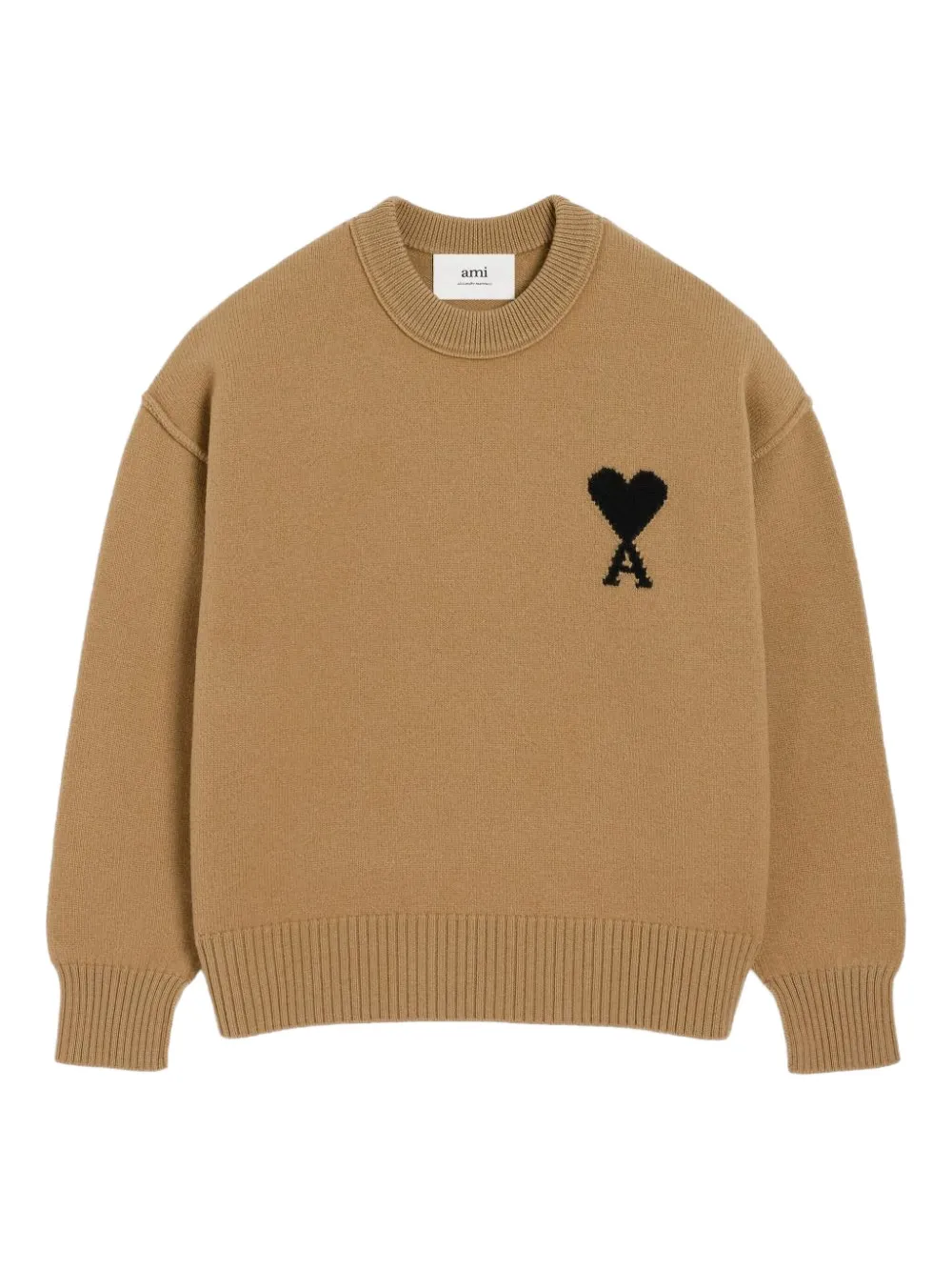 Ami Alexandre Mattiussi Ami Bronze Knit Sweater With Inside-out Seams And Heart Logo In Brown