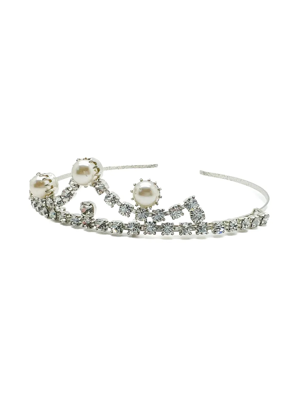 Pre-owned Jennifer Gibson Jewellery 1980s Pearl Crystal Tiara In Silver