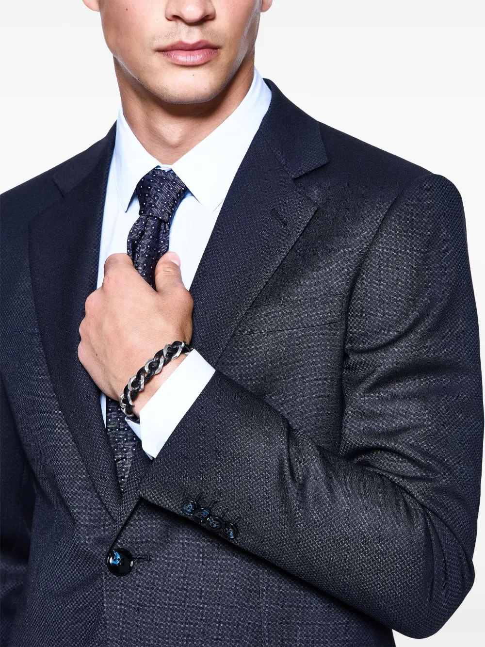 Giorgio Armani Stearling Silver-chain Bracelet In Gray
