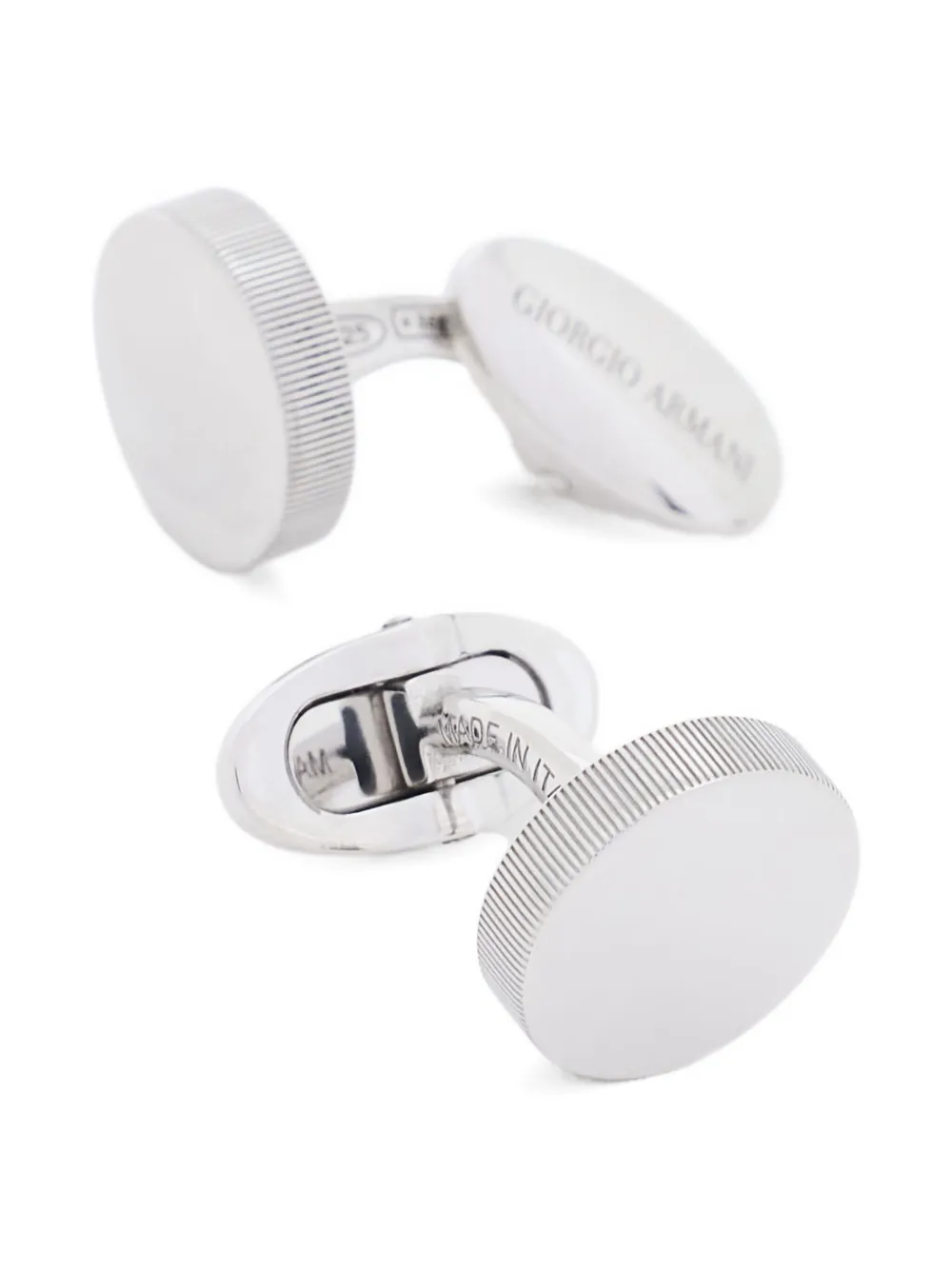 Giorgio Armani Round Polished Cufflinks In Silver