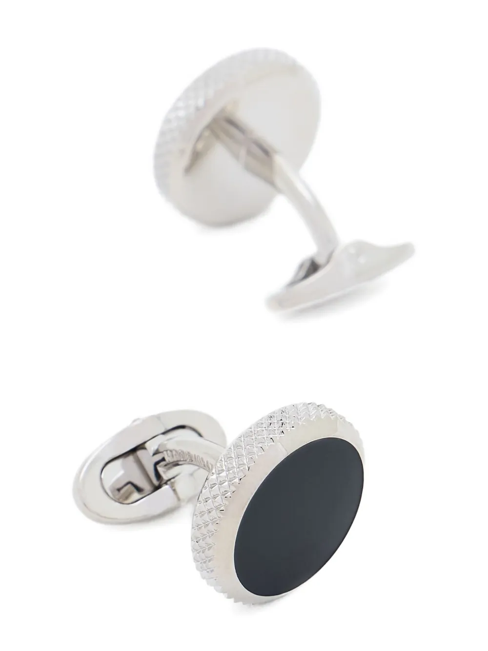 Giorgio Armani Sterling Silver Onyx Cufflinks In Silver