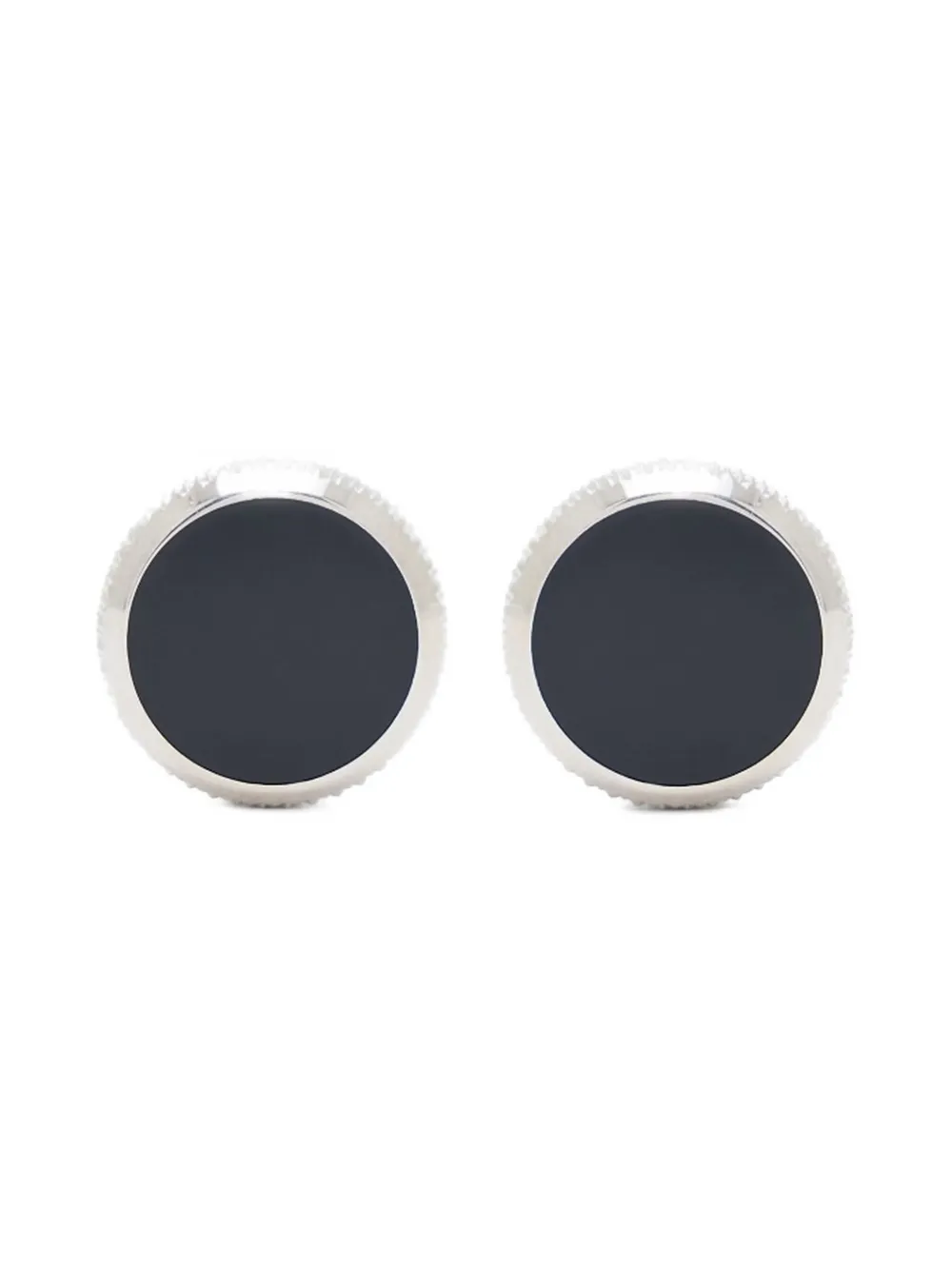 Giorgio Armani Sterling Silver Onyx Cufflinks In Silver