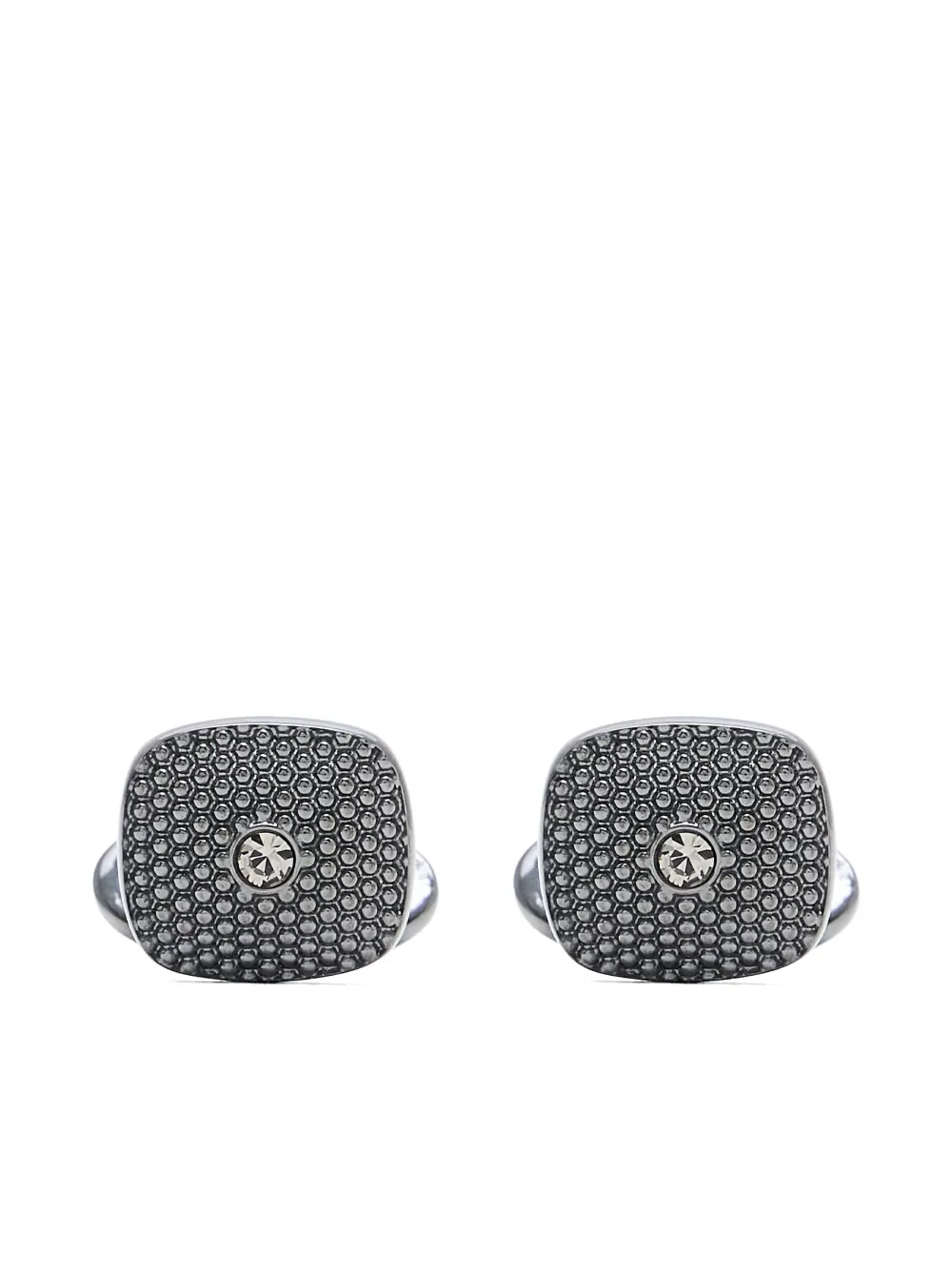 Giorgio Armani Sterling Silver Studded Cufflinks In Black