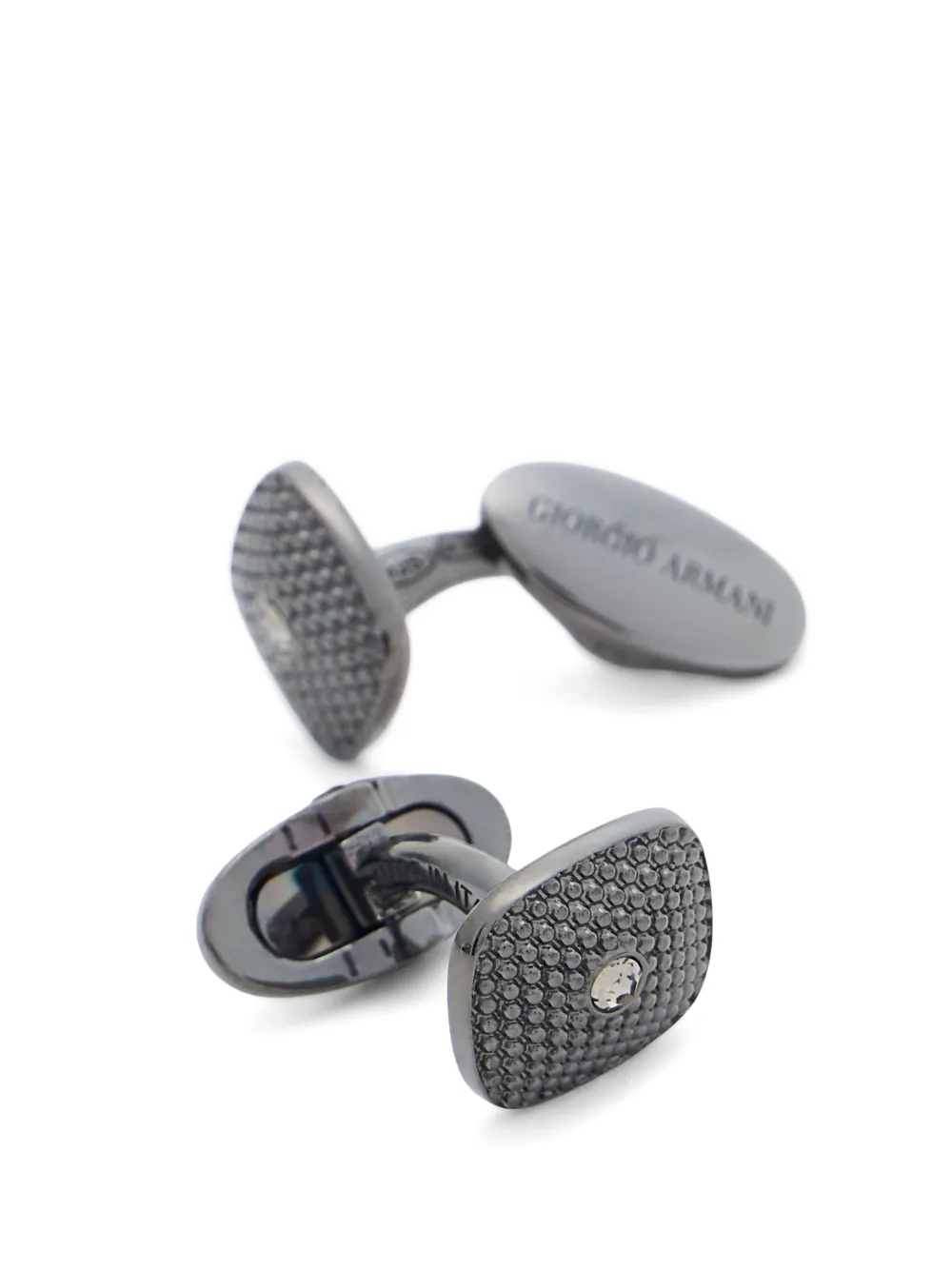 Giorgio Armani Zilveren manchetknopen met studs - Zwart