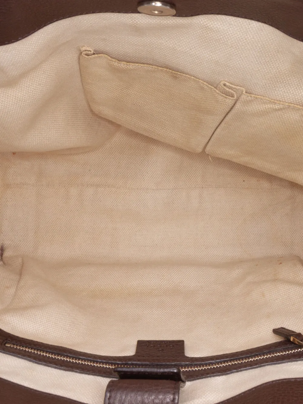 Pre-owned Gucci 2016-2025 Medium Gg Canvas Web Dressage Tote Bag In Brown