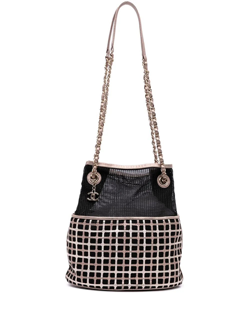 2014-2015 CC Mesh and Metallic Calfskin bucket bag