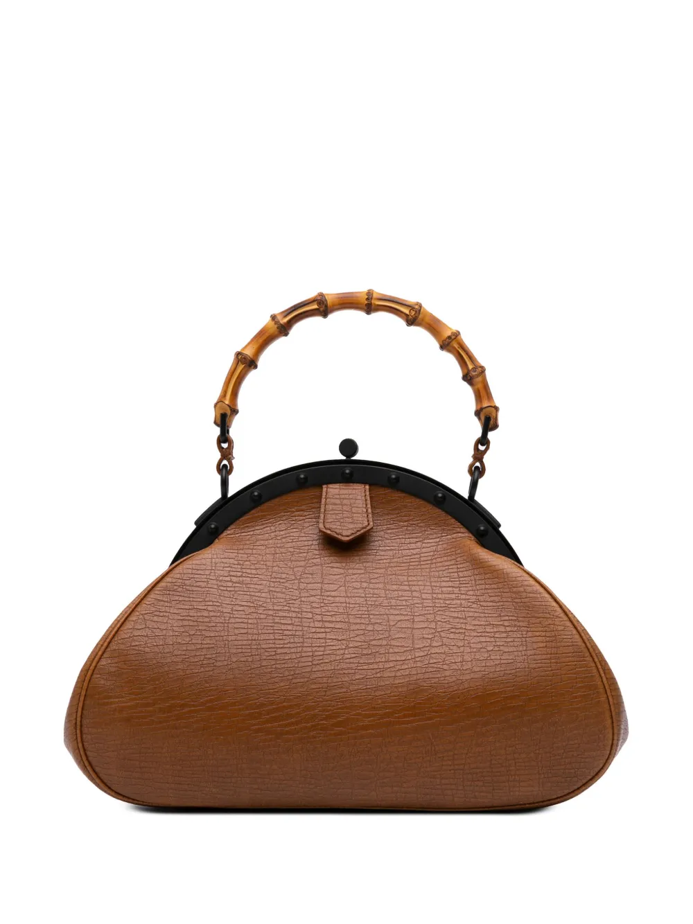 2000-2015 Leather Bamboo Top Handle Frame Bag handbag