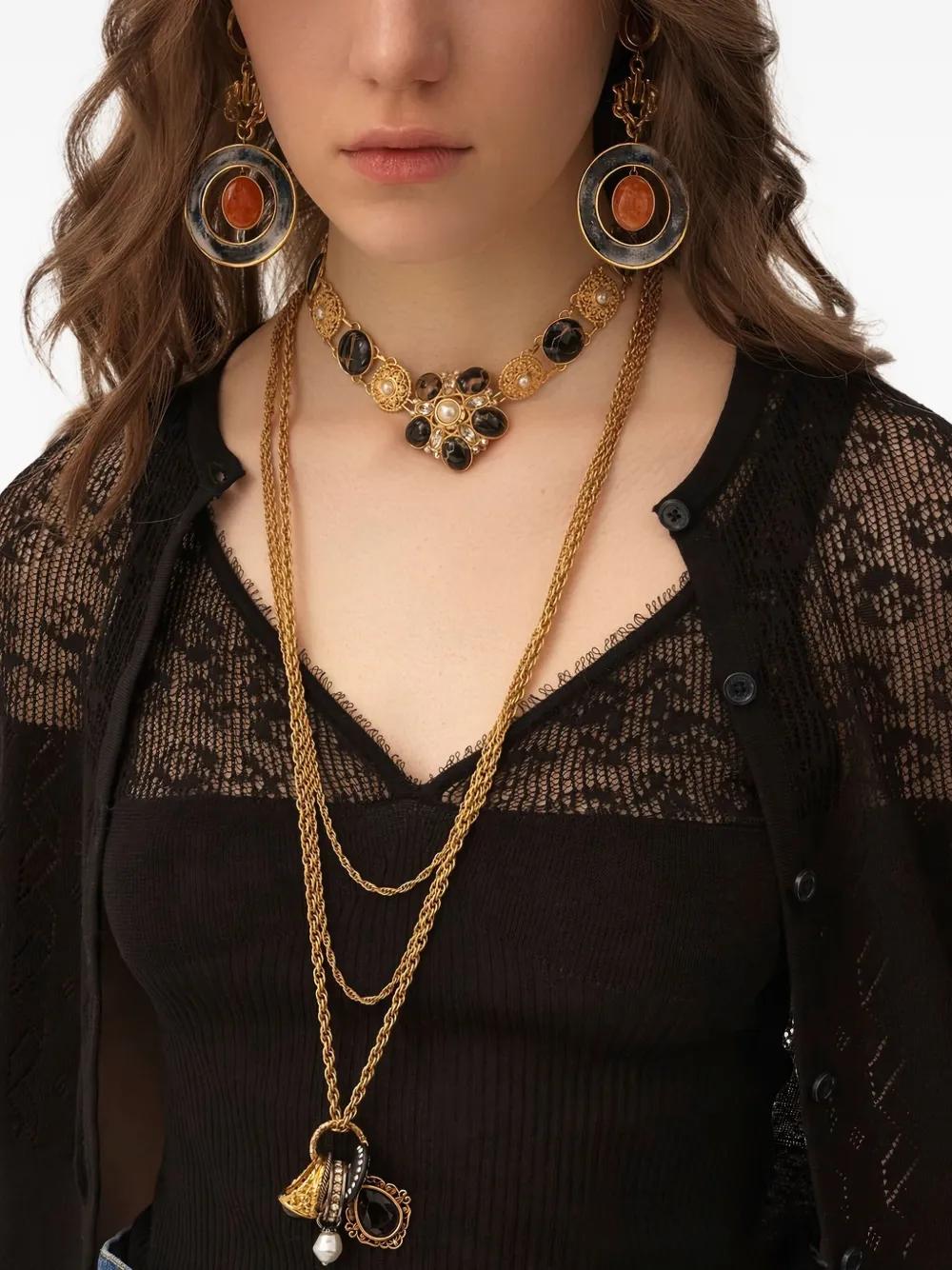 Chloé Twin Set In Cotton Knit Black Size S 100% Cotton, Pinctada Maxima, Farmed, Coo Australia In Black