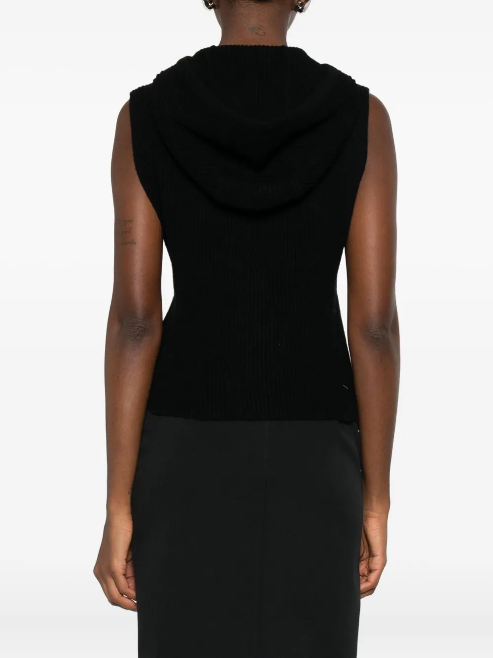 Max Mara Zip-up Hooded Jacket In Black