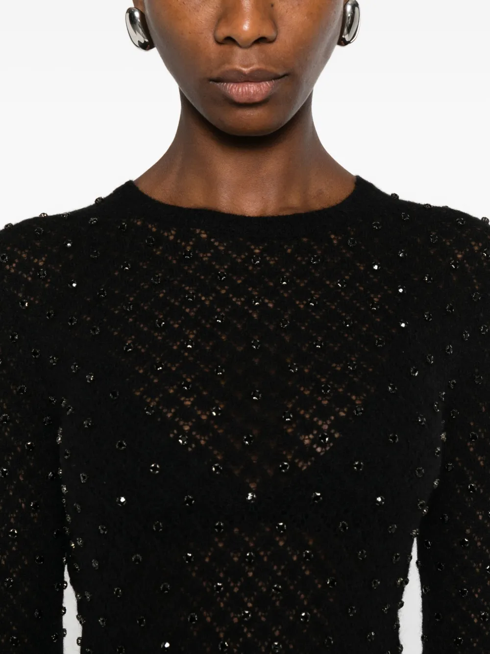 Max Mara Beaded Embellished Top In Black