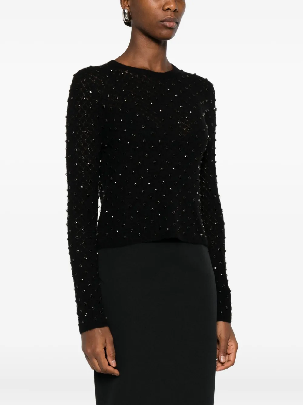 Max Mara Beaded Embellished Top In Black