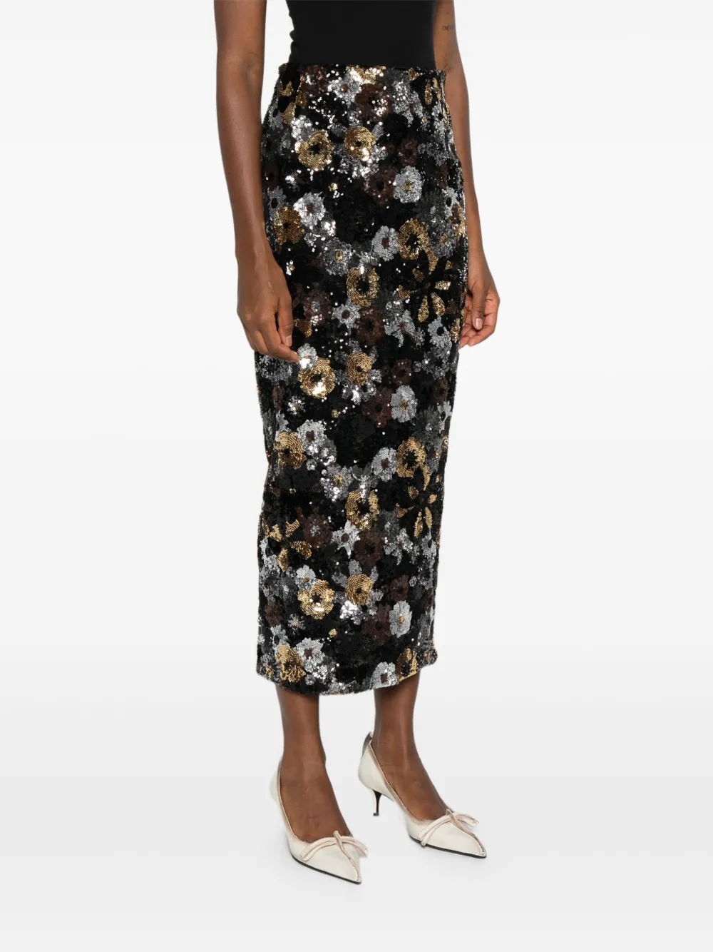 Max Mara Mini-rok verfraaid met bloemen Zwart