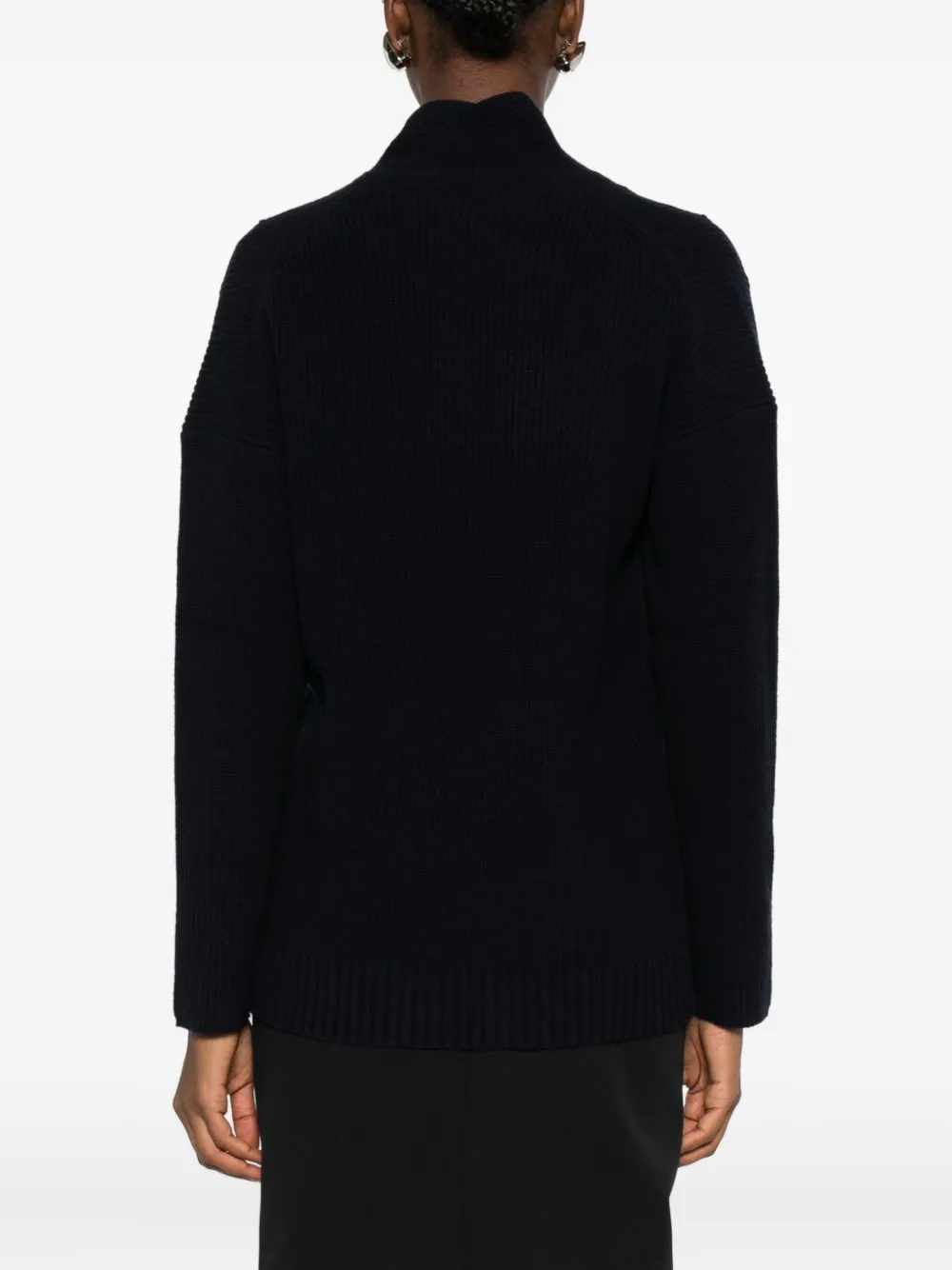Max Mara Double-breasted Ribbed Cardigan In Black