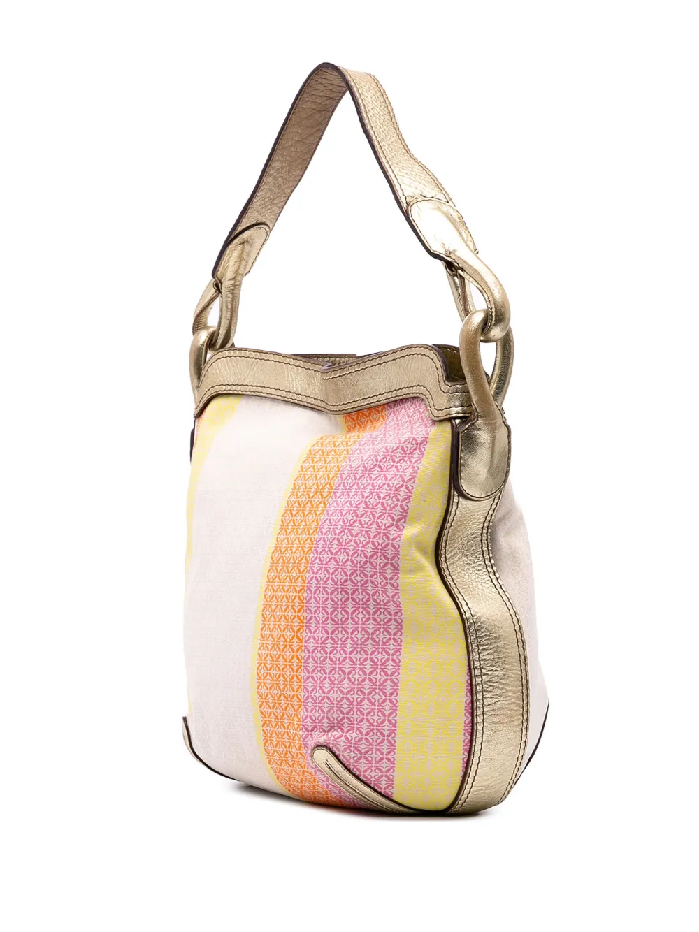 Pre-owned Loewe 2007 Anagram Canvas New Road Shoulder Bag In Pink