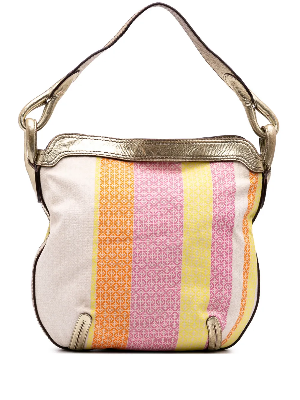 Pre-owned Loewe 2007 Anagram Canvas New Road Shoulder Bag In Pink