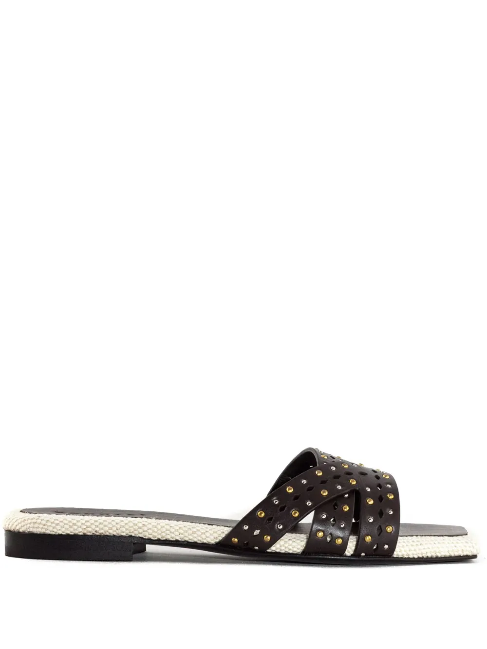 Donnari Studded-details Flat Sandals In Brown