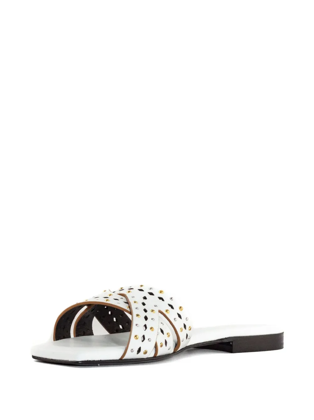 Donnarì Leren sandalen verfraaid met studs Wit