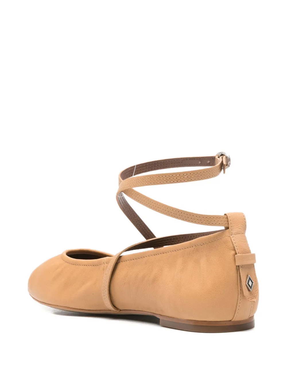 Ba&sh Leather Wrap-strap Ballet Flats In Brown