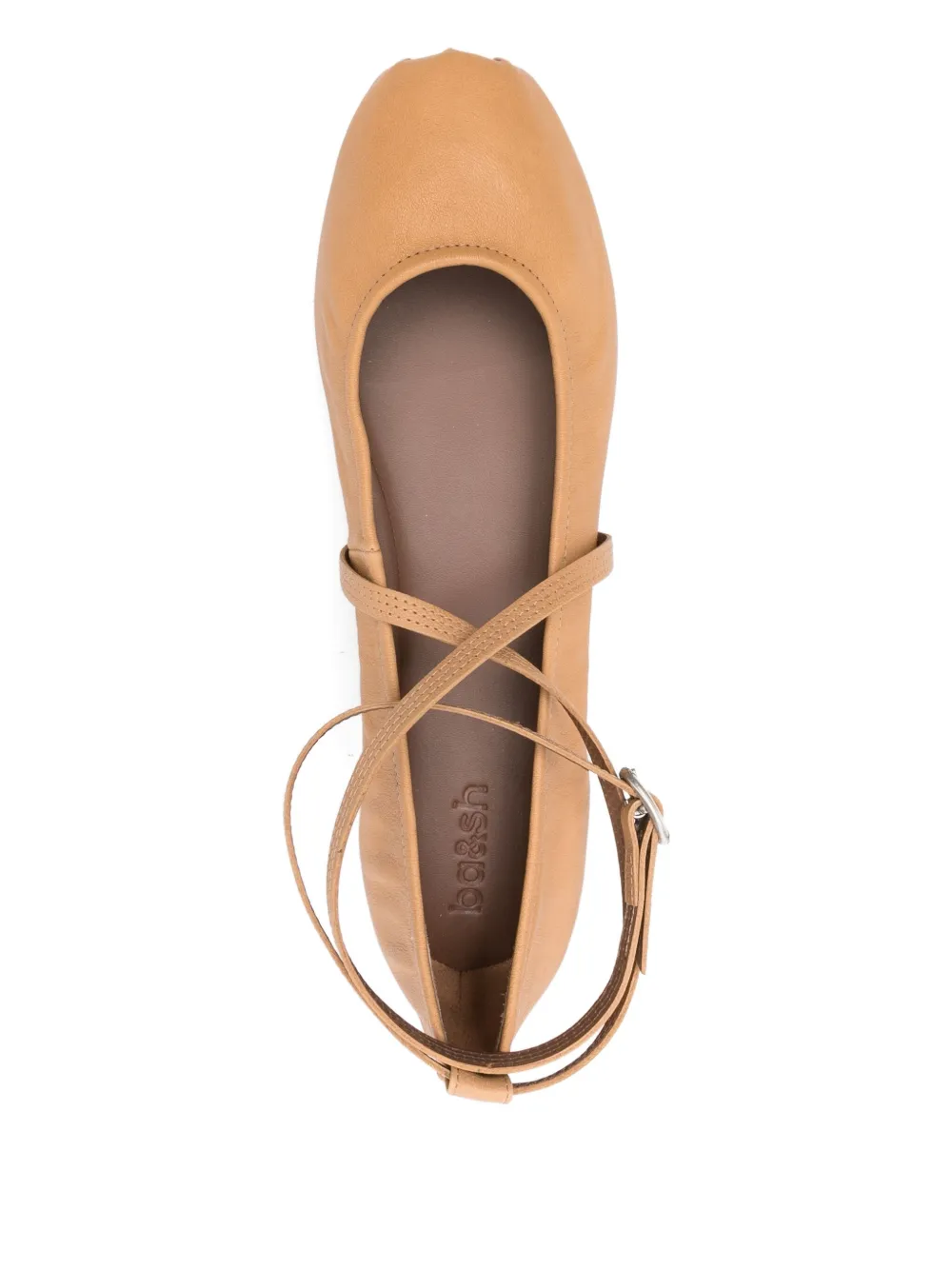 Ba&sh Leather Wrap-strap Ballet Flats In Brown