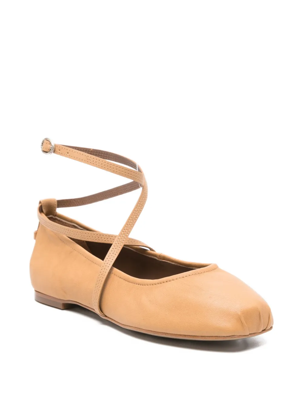 Ba&sh Leather Wrap-strap Ballet Flats In Brown