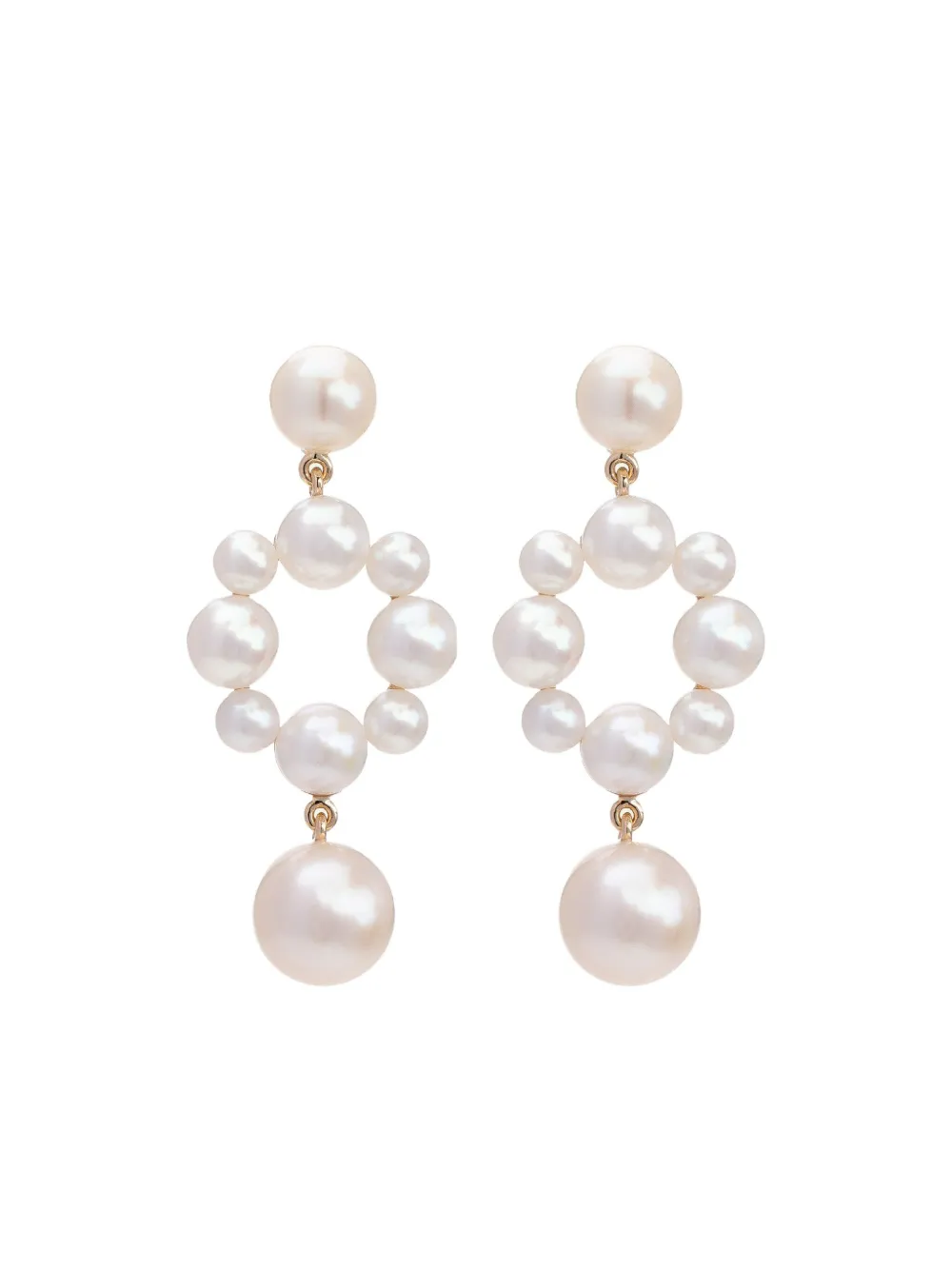 Sophie Bille Brahe 14k Yellow Gold Grande Nebula Pearl Earrings In White