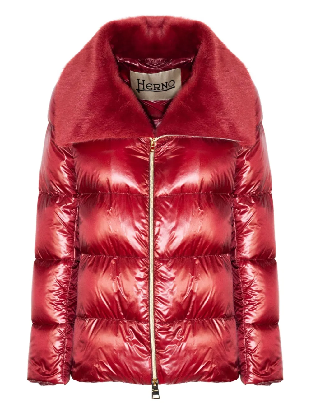 Herno trimmed-collar quilted puffer jacket Rood