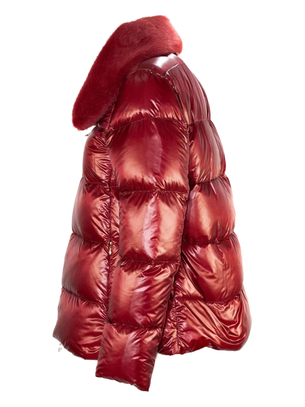 Herno trimmed-collar quilted puffer jacket Rood