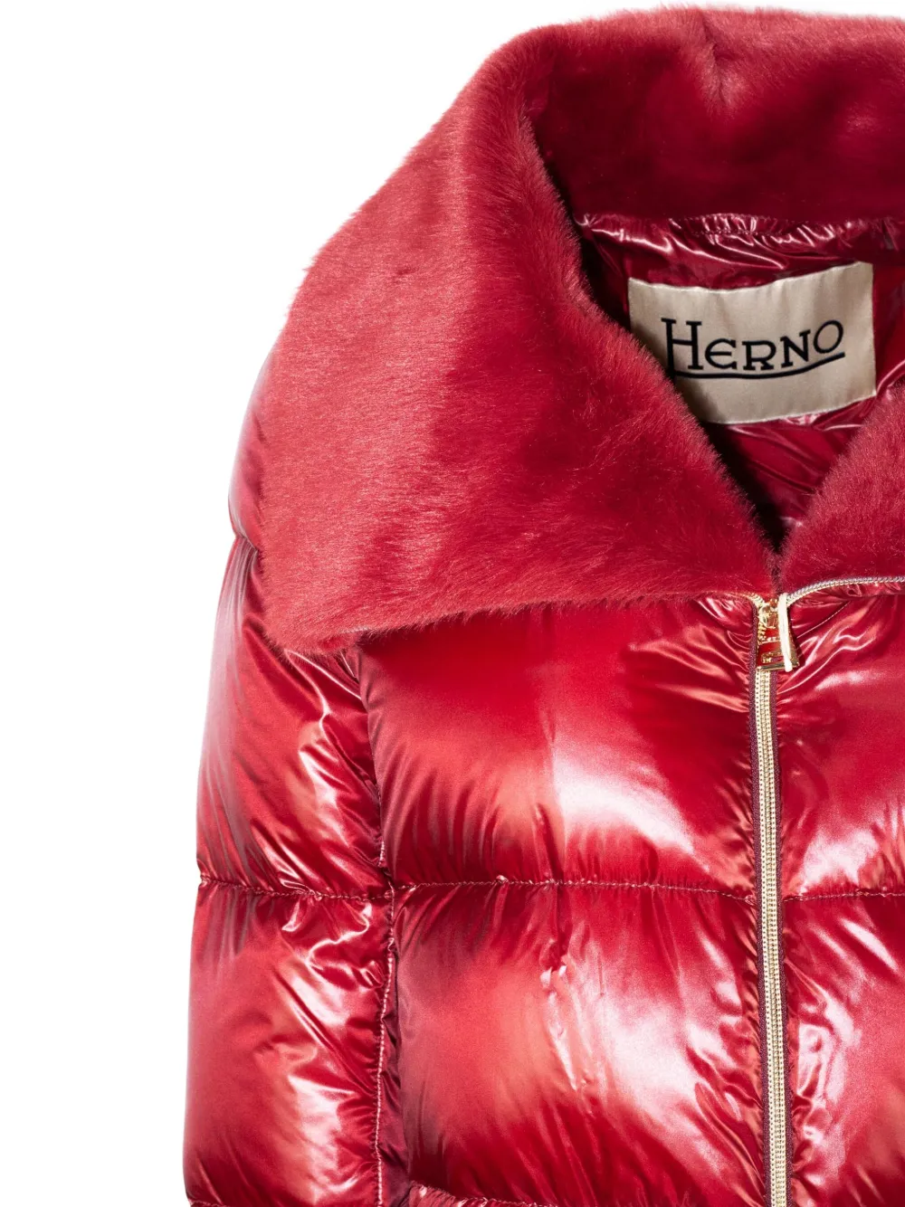 Herno trimmed-collar quilted puffer jacket Rood