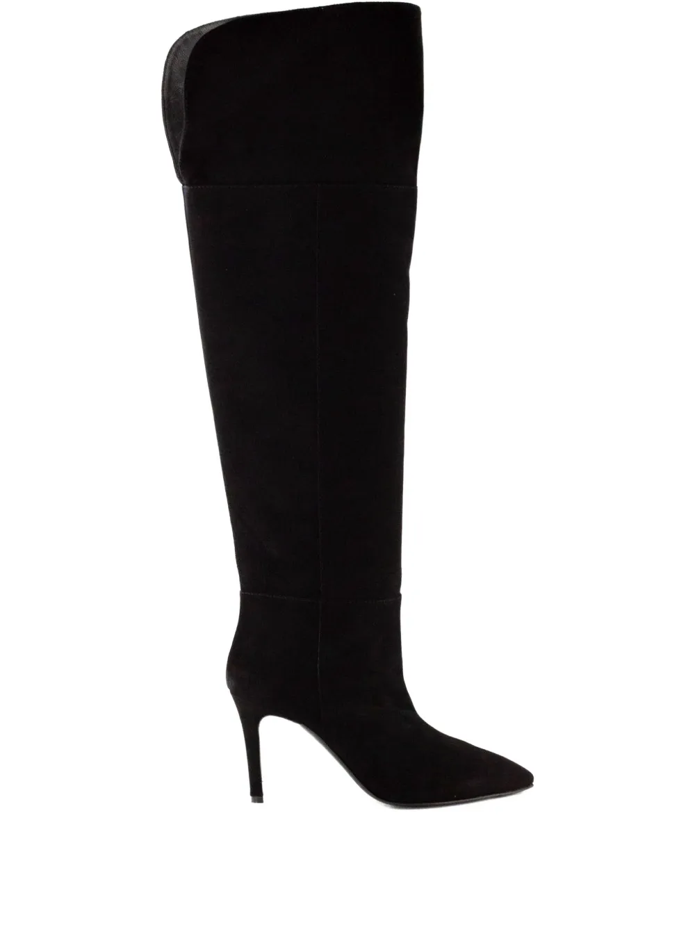 Via Roma 15 80mm pointed-toe knee-high suede boots Black