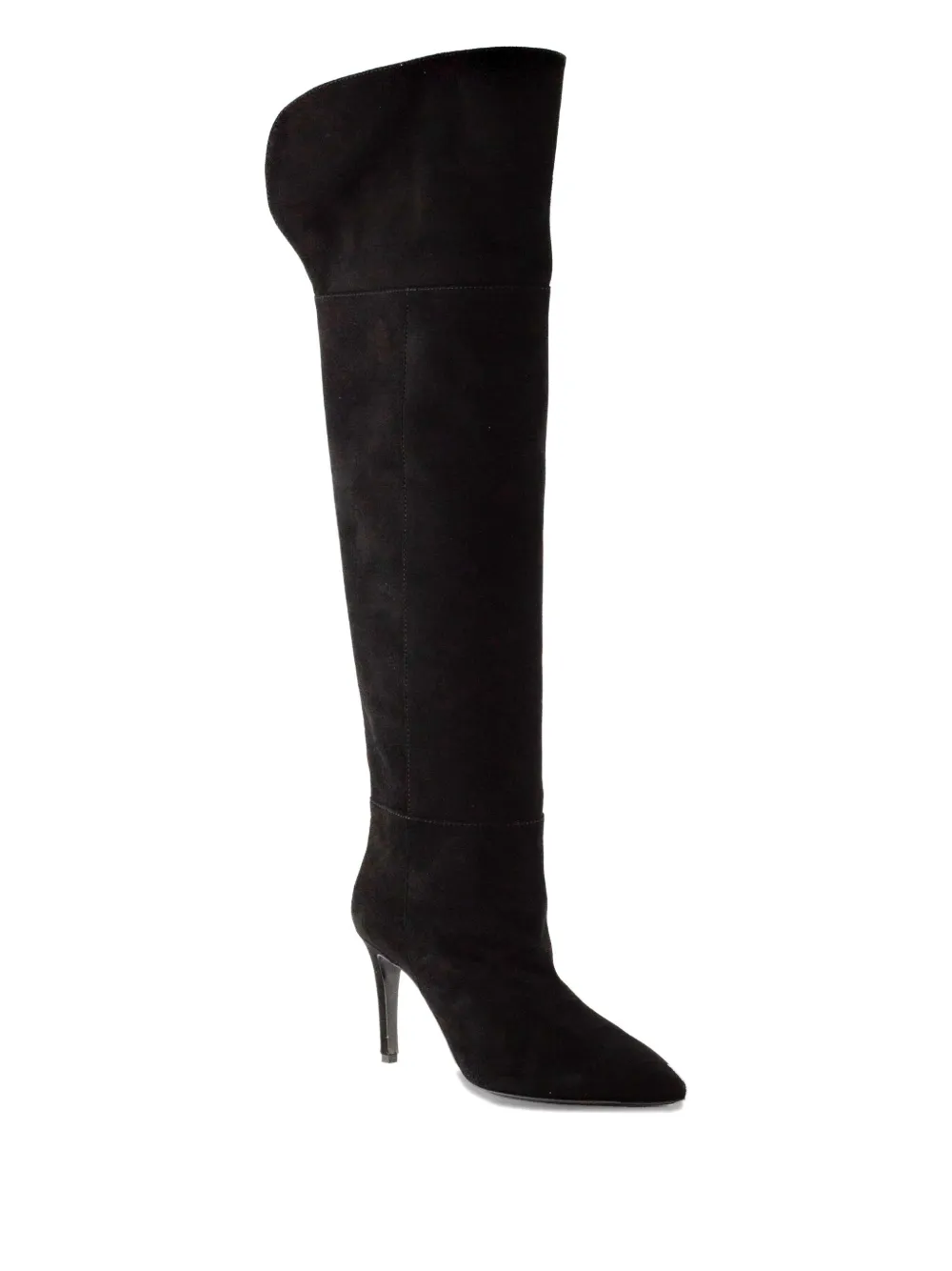 Via Roma 15 80mm pointed-toe knee-high suede boots Black