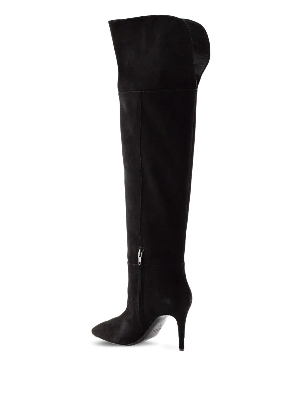 Via Roma 15 80mm pointed-toe knee-high suede boots Black