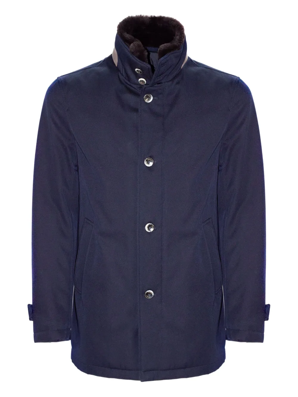 Herno trimmed single-breasted coat | Blue | Image 1