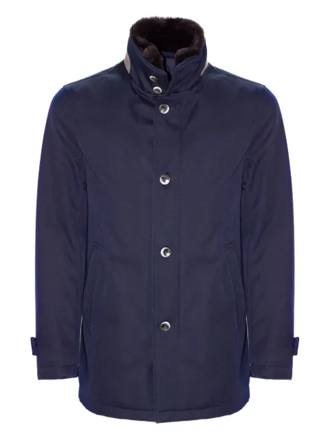 Herno trimmed single-breasted coat