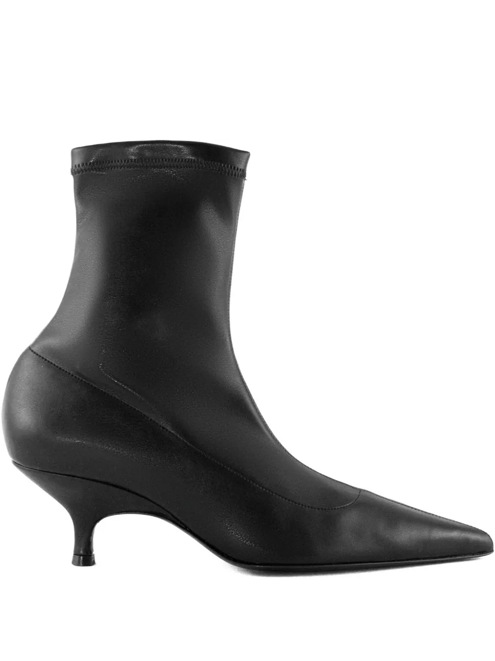 Gia Borghini 50mm Stretch Leather Pointed-toe Boots In Black