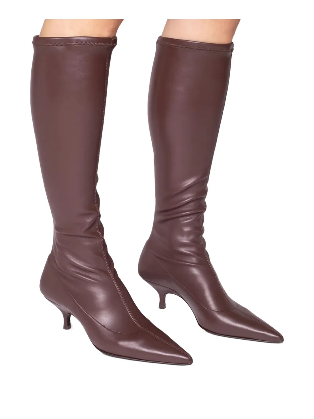 Gia Borghini 50mm Hera Pointed-toe Boots In Brown