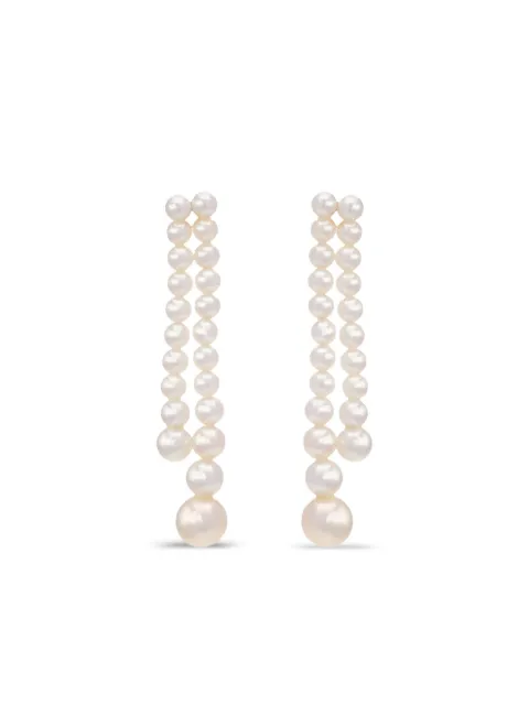 Sophie Bille Brahe 14K yellow gold Rising Moon pearl earrings