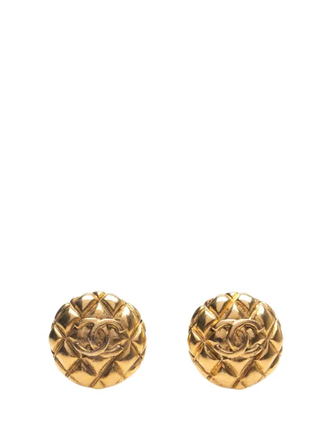 CHANEL Pre-Owned 1980-1990 CC vergulde ronde gewatteerde oorclips