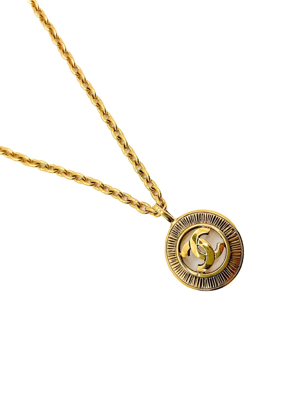 Pre-owned Chanel 1980s Logo-embossed Necklace In Gold