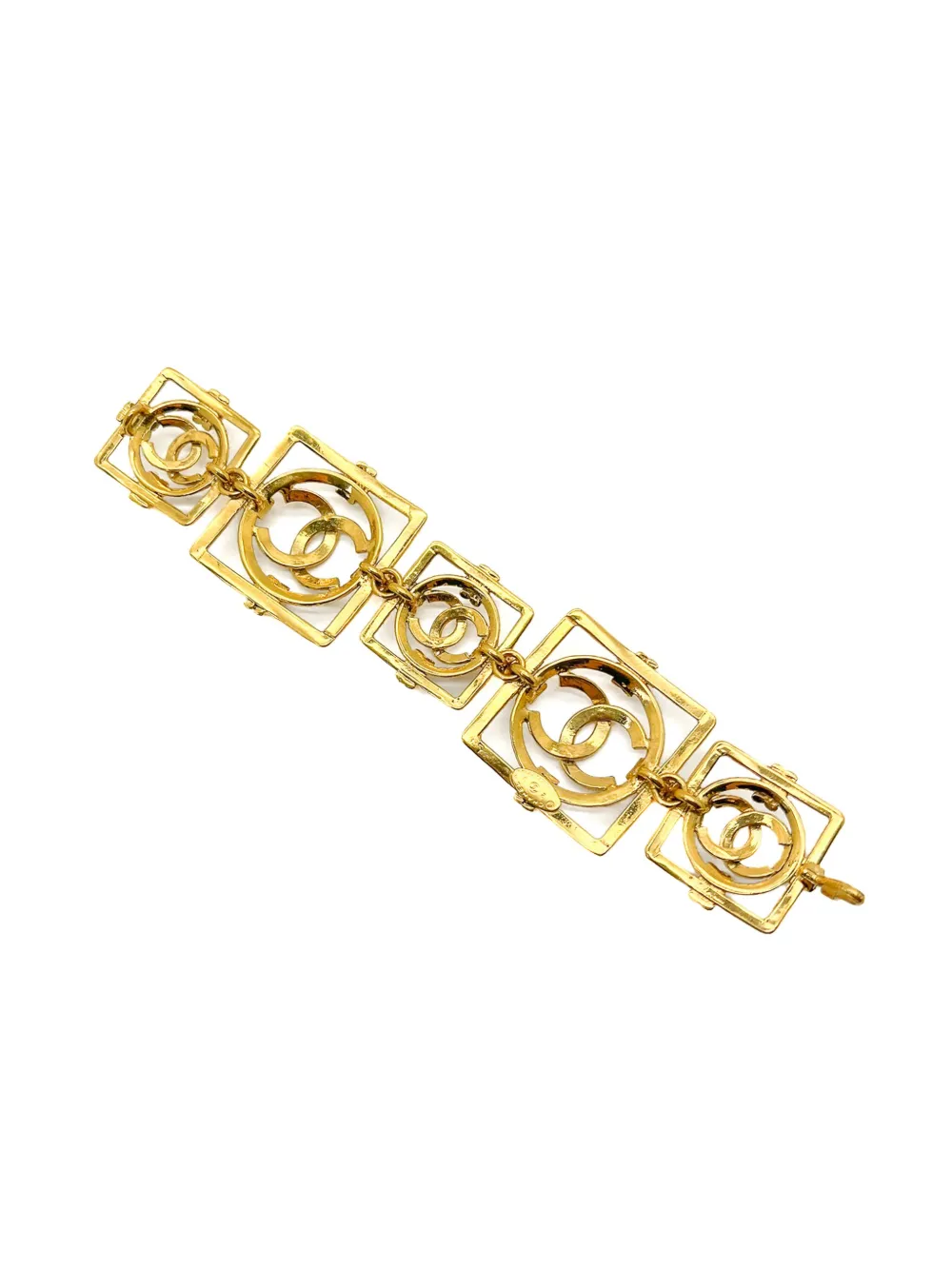 CHANEL Pre-Owned 1990 logo-detail square-shape bracelet | Gold | Image 1
