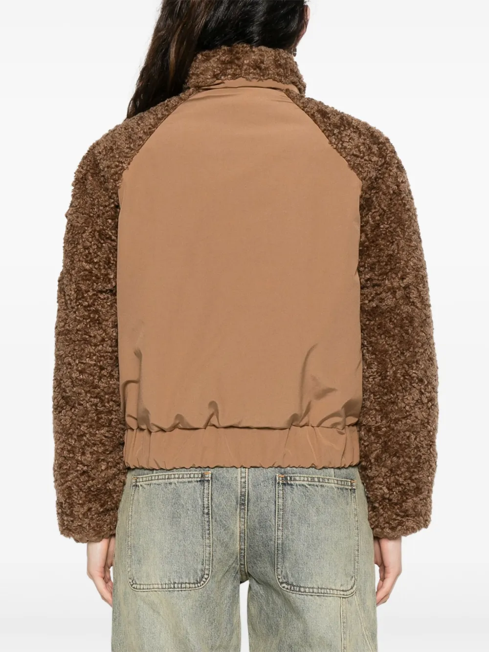 Moncler Coligny Teddy-fleece Jacket In Brown